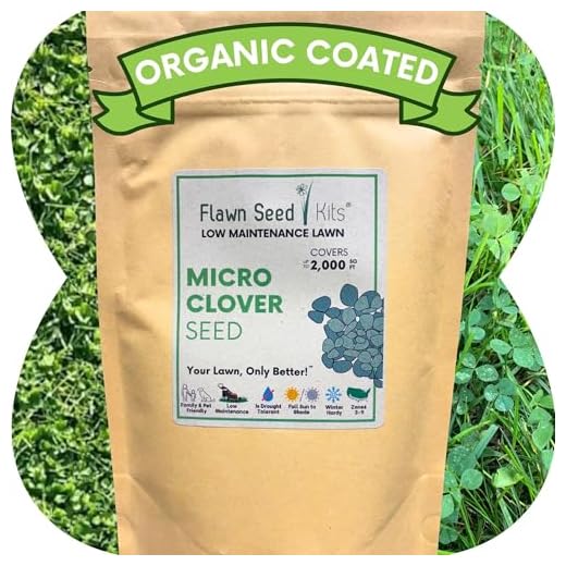 Flawn Seed Kits Micro Clover Seed, Organic Coated, Eco-Friendly, Low Growing, Low Maintenance, Lawn Alternative, Kraft Zipper Pouch, Covers up to 2000 sqft