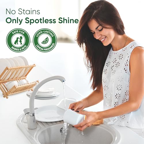 Image of Wiz Cleen Lemon Dish Wash-1L Refill (Pack of 2) | Powerful Cleaning Formual| 2x Stain Remover & Super Shine | Kills Germs | 70% Less Plastic Refill Pouch | Suitable for all type Utensils