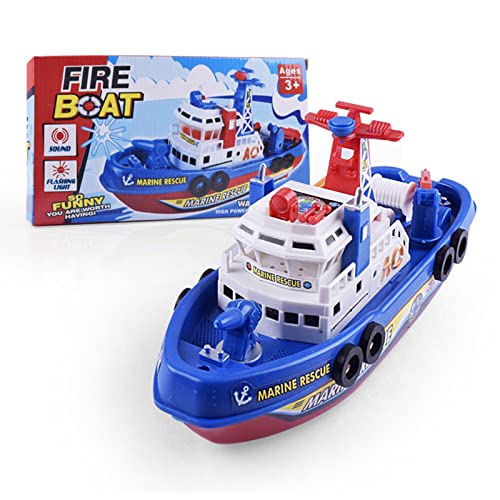 Elektrisches Feuerboot, Spielzeugboot Elektrisch mit Musik und Leichtem Wasserspray Marine Fire Fire Pretction Model