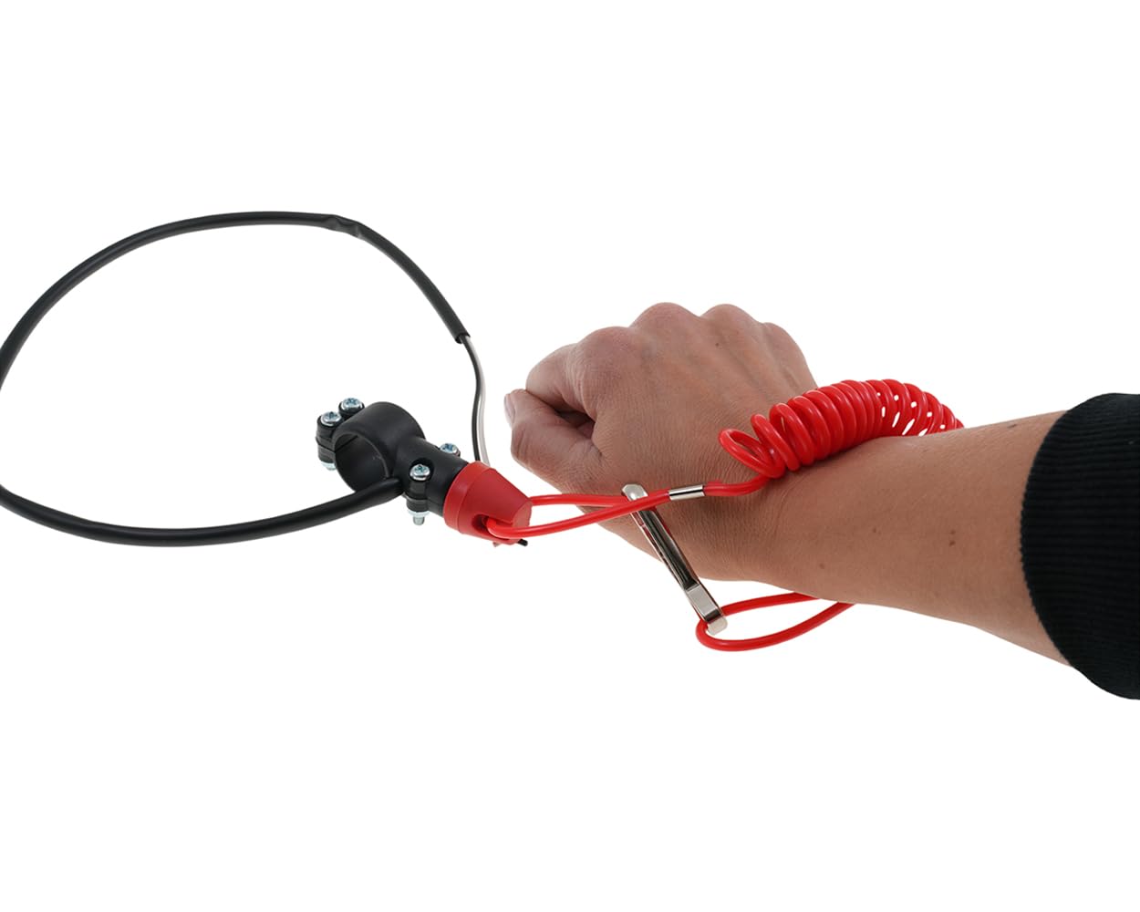 Zündunterbrecher Killswitch Racing rot (Öffner) mit Lenkerklemme Notaus, Reißleine universal Roller, Motorrad, Quad, Enduro, Jetski