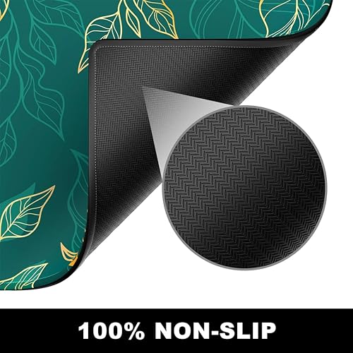 Image of Printed Gaming Mousepad - Premium Stitched Edges, Smooth Surface,Size 11x23 inches, Non-Slip Rubber Base - Ideal for Office & Gaming Setup (Artistic Luxury Leaf Line)