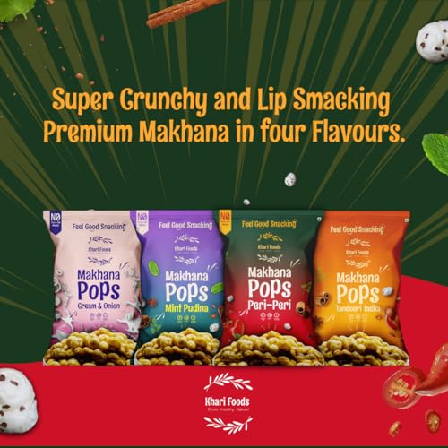 Image of Khari Foods Premium Flavoured Makhana 25g, Crunchy & Roasted Makhana Pops, Protein Source, Fibre Rich, No Palm Oil, Gluten Free (Peri Peri)