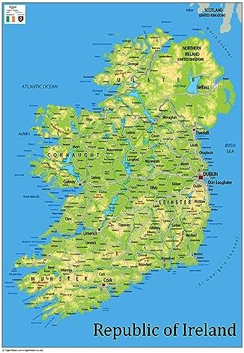 Physical Map Of Ireland The Oxford Collection Size A2 Paper 51YmzMzBjHL. AC 