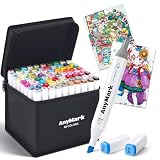 AnyMark イラストマーカー 80色 アルコールマーカー デュアルチップ プロ仕様画材セット 大人の塗り絵 イラスト マンガ スケッチ用