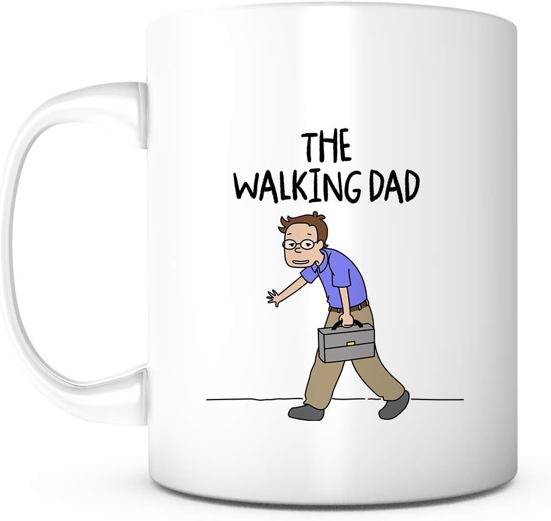 The Walking Dad-11 Ounce White Ceramic Mug, Father’s Day, Funny Coffee Mug, Quotes for Daddy Father in Law, Birthday Present from Son Daughter Tea Mug Dad Mug (2)