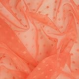 TEJIDO DE PLUMETI EN COLORES LISOS, TUL CON TOPO SERIE EDNA ANCHO 150 cm POR METRO (SALMON, 1)