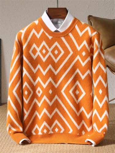 Men's O-Neck Color Block Sweater Autumn Winter Thicken Loose Warm Wool Knitted Pullover Tops2