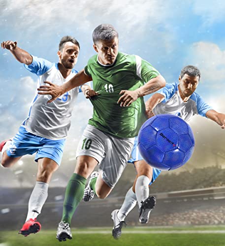 Image of Blue Soccer Ball Size 4, PVC Material, Iridescent Hexagon Pattern, Ideal for Soccer Practice and Training