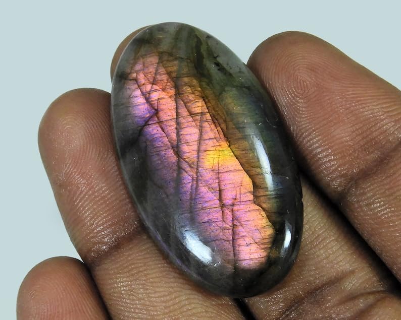 Labradorite violette rare ovale de 39mm pour bijoux haut de gamme uniques - 5