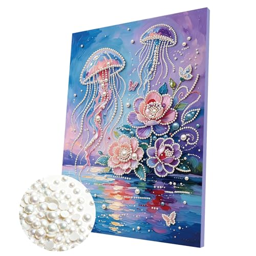 Kit de pintura de perlas de medusas con marco, el regalo ideal de manualidades para adultos