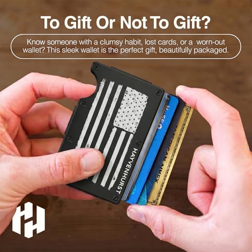 Image of Hayvenhurst Wallet for Men - Slim RFID Blocking Metal Wallet with Money Clip, Minimalist Front Pocket Credit Card Holder, Small Mens Wallet