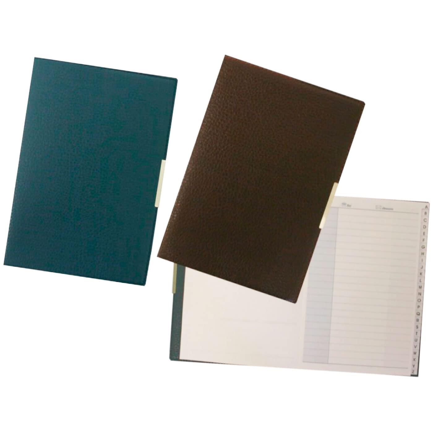 Tradineur - Listín telefónico A-Z, cubierta de piel, agenda de teléfonos, libreta de direcciones, índice alfabético, 21,6 x 15 cm, color aleatorio