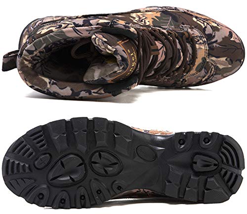 cungel Men\'s Hunting Boot 8-INCH Camouflage Timber Waterproof Hunter Shoes Forest Boots Jungle Anti-Slip Lightweight Breathable Durable Fishing Hiking Working Field Hunting(Leaves camo,11) - Thumbnail 3