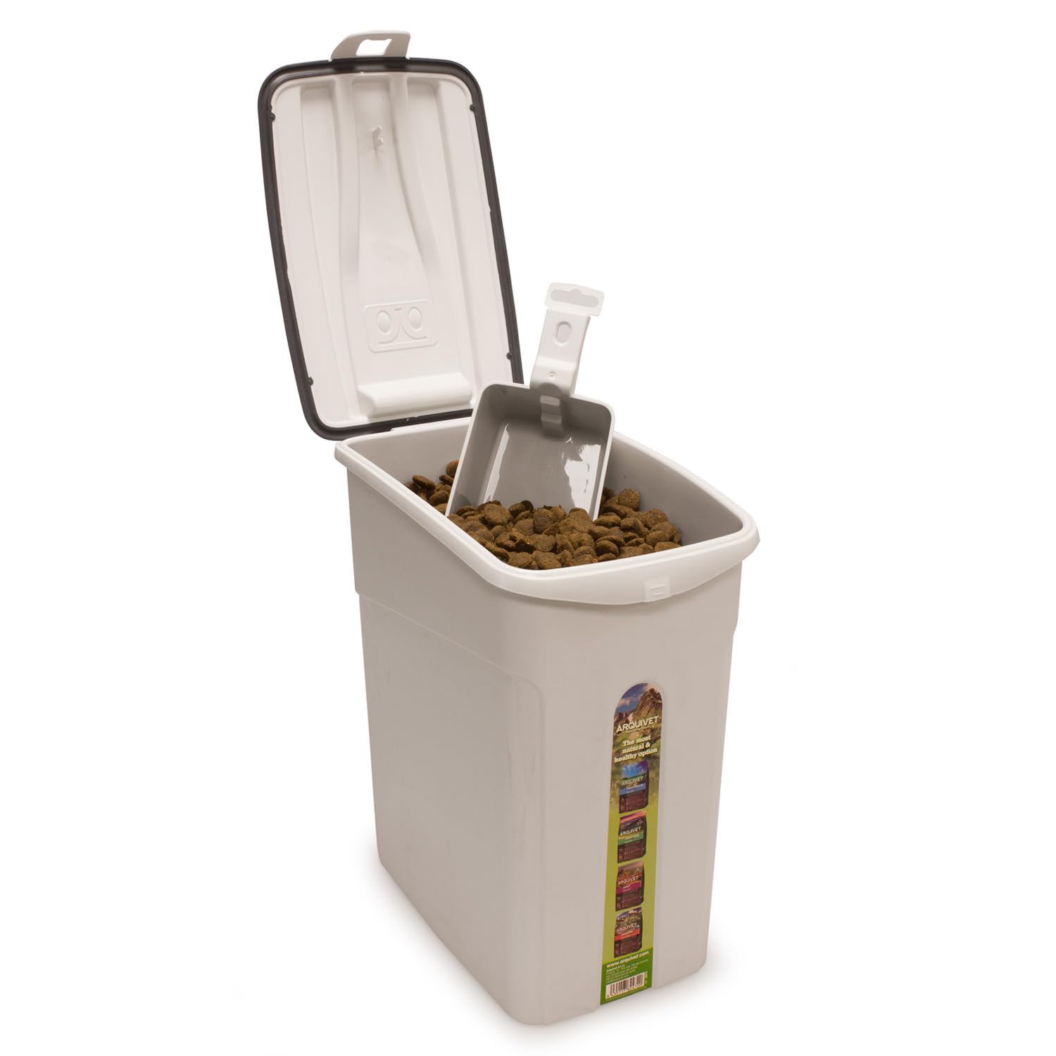 Arquivet, Contenedor hermético para pienso de perros o gatos, Hasta 14 litros, 5 Kg, Cubo para guardar la comida de nuestra mascota, Incluye pala dosificadora,19,5 x 31 x 34 cm