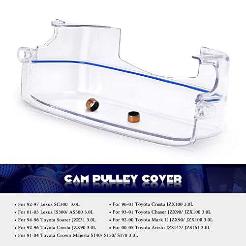 Ptnhz Clear Cam Cover Timing Belt Cover Turbo Cam Pulley Compatible Relacement For 92-05 Toyota Supra 2Jz 2Jzgte Lexus 3.0L Non-Vvti #TOP3