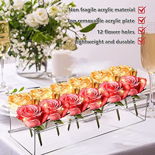 Vase en acrylique transparent moderne rectangulaire grand format pour décoration de mariage