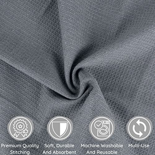 Pagnanno Set of 3 Tea Towels and Waffle Weave Hotel Quality Professional Cotton Tea Towels 45 x 70 cm, Waffle, Grey - Image 2