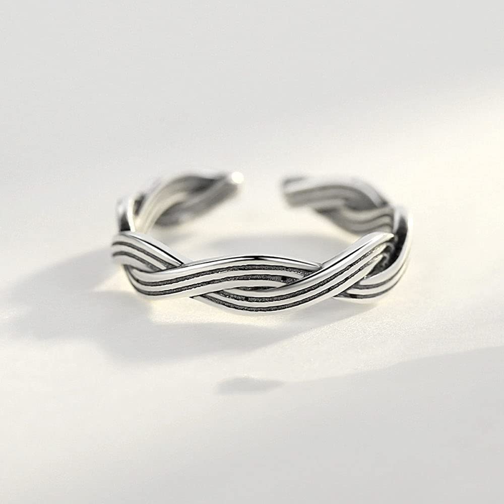 Anello Vintage Regolabile per Donne- S925 Anello di Dito Aperto di spagnello Vintage s, per alleviare Lo Stress Anello articolare impilabile, Regali economici per Un