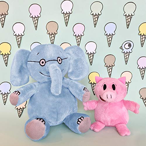 Image of YOTTOY Mo Willems Collection | Pair of Elephant & Piggie Soft Stuffed Animal Plush Toys - 7 inch & 5 inch Sitting