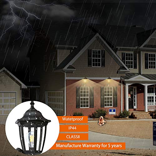 FUDESY 2-Pack Motion Sensor Outdoor Wall Lanterns,Corded-Electric Plastic Security Lights with 120° Wide Angle,Waterproof IP44,Smart LED Porch Light Fixtures for Garage,Yard,Front Door,FDS2542EPIRB2