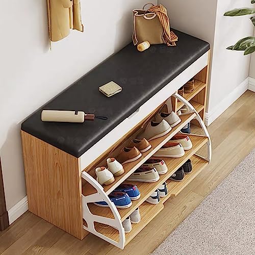 VDLLQYN, Banco Zapatero contemporáneo con Puertas abatibles for Entrada, Pasillo, Dormitorio y Sala de Estar. ，Banco Zapatero(Pastoral Oak,80x30x50cm)