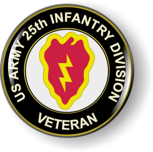 Image of 25th Infantry Division US Army Veteran CAR Emblem Badge Sticker Flexible | Official U.S. Army Licensed Product, 3D Domed, Tropic Lightning made by BestLicensePlateFrames