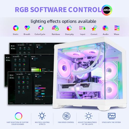 Image of Gaming PC, AMD Ryzen 7 5700X, GeForce RTX 5060 TI 8G, 32GB DDR4 RAM, 1TB NVMe + 1TB SATA SSD, 240mm AIO & Software Controlled ARGB Fans, Windows 11 Desktop Computer, White