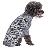 Blueberry Pet Dog Sweater with Blue and White Diamond Pattern, Back Length 12
