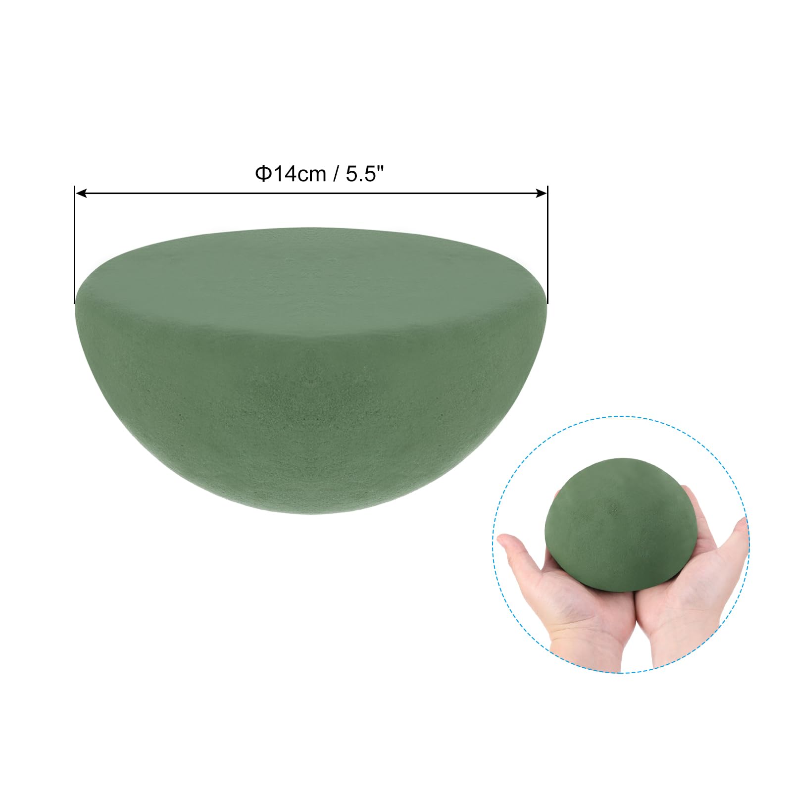 PATIKIL Green Floral Foam, 4Pack 5.5" Dia Half Round Ball, Craft Foam for Artificial DIY Plant Bouquet Arrangement - Image 2