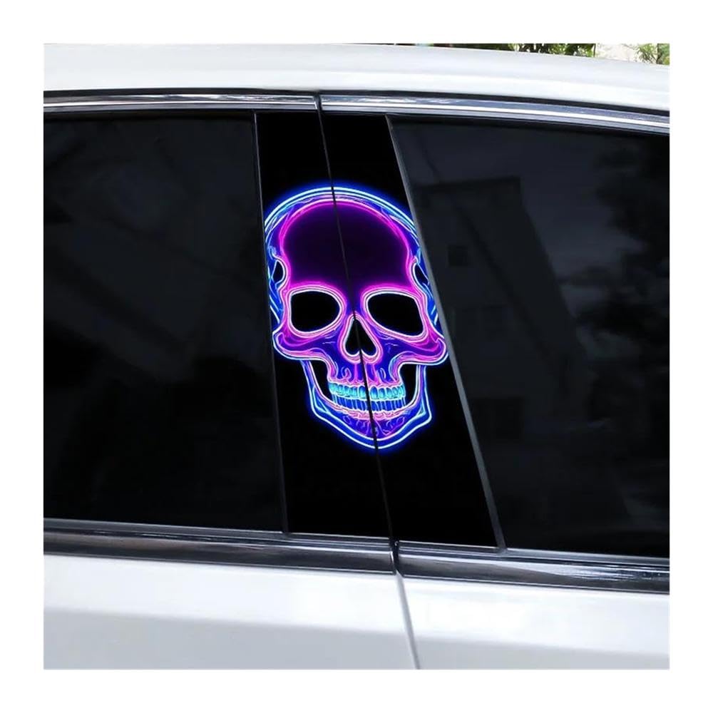 Body Parts 1pair Cool Skull Car B-Pillar Decoration Sticker Vinyl Cover Scratch Decal(E)
