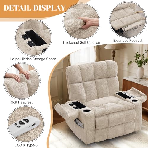 Image of Korser Oversized Dual Motor Power Lift Recliner for Elderly with Adjustable Headrest, Extra Wide Recliner Chairs with Massage and Heat, Electric Lift Chair with Storebox Cupholder, USB Ports, Type C