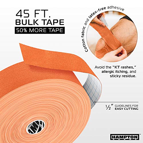Image of Hampton Adams | As Seen on Shark Tank | Original Kinesiology Tape | 135ft Uncut Bulk Roll | Supports & Protects Muscle Wrist Knee Shoulder Back Plantar Fasciitis | Waterproof Hypoallergenic (Orange)