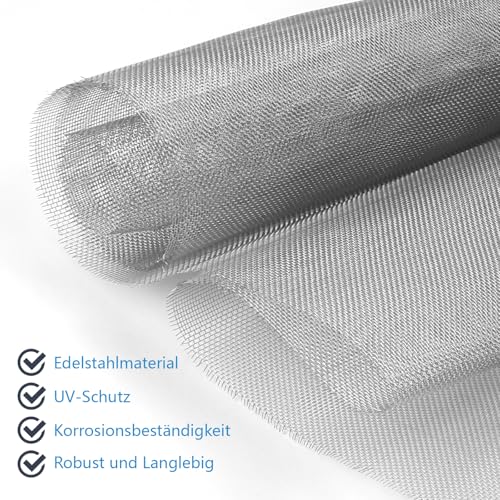 Edelstahl Metall Gitter, 20 Mesh Drahtgitter Feinmaschig, Maschendraht Fenstergitter, Mäusegitter, Kellerfenster Gitter,Edelstahlgewebe für Verhindert Mäuse Insekten Schlangen, 30 x 120 cm