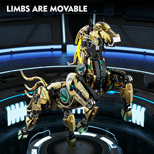 Image of SKY LINE OCEAN Mechanical Horse Building Set with Light - 1055+ PCS Steampunk Robotic Animal Model, LED Display STEM Construction Kit, Compatible Bricks Collectible Gift for Teens & Adults