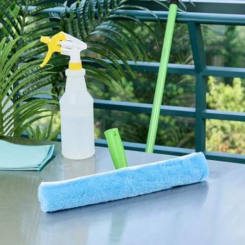 Image of Restaurantware-Clean Tek Professional Window Washer Strip, 1 Window Scrubber with T-Bar Handle - Machine Washable, No-Streak Cleaning, Blue Acrylic Washer for Glass Door, Home Or Commercial Use