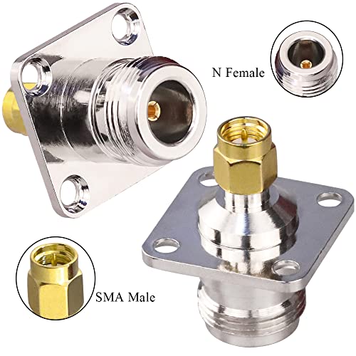 TUOLNK Pack 2 Adaptadores Panel N Hembra a SMA Macho Coaxial miniatura 5
