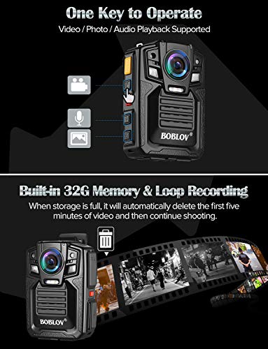 Boblov Hd66/D7 2K 1440P Body Worn Camera Ip67 Waterproof&Anti -Fall, Two Batteies With Dock,1440P Wearable Camera Audio & Video Recorder 170° Wide Angle Ir Night Vision With 360° Rotation Clip (32Gb) #TOP4