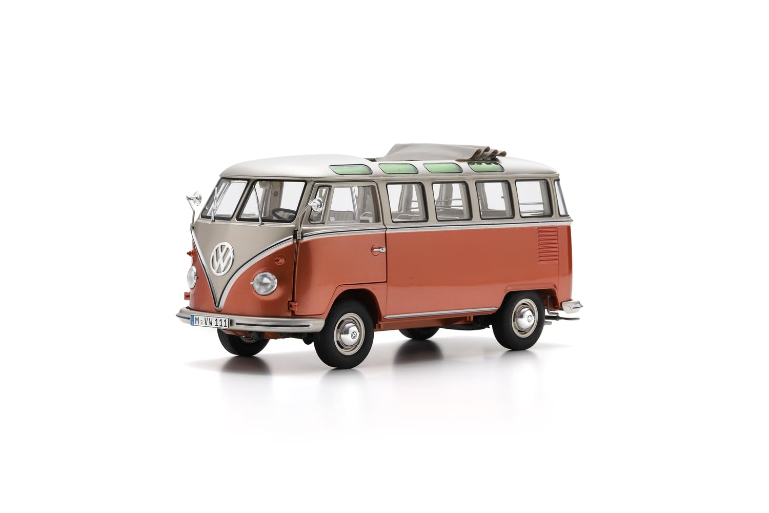 Schuco 1:18 VW T1 Camper Orange/Weiß Dach DC - Hochwertiges Diecast Modellauto im Maßstab 1:18, Modellauto, 1:18, Auto, Sammlermodell