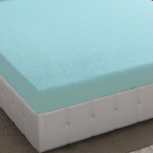 Image of Dream King Luxury Being Terry Cloth Fitted Mattress Protector Single Bed | Waterproof Ultra Soft Mattress Cover | Hypoallergenic Bed Cover 72X72 inch (Sky Blue)