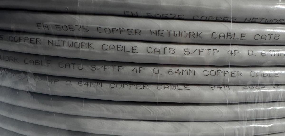 Cavo Ethernet CAT8 Schermato S/FTP 40 Gbps Cat 8, rame puro, cavo dati, PoE++ DOPPIA SCHERMATURA SFTP 100% RAME (100)