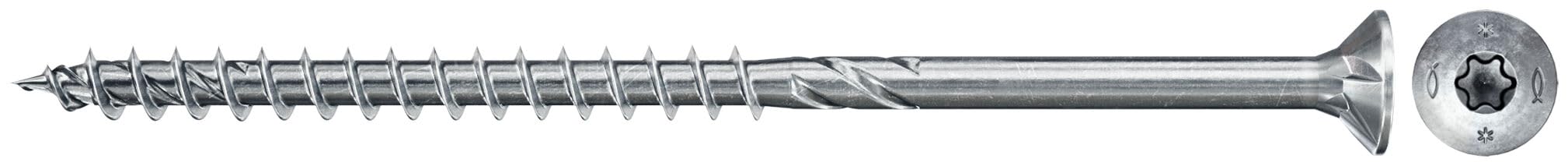 fischer L-Boxx PowerFast II, 3.400 tornillos PowerFast II para aglomerado en diferentes dimensiones con cabeza avellanada, accionamiento TX y rosca parcial, para un procesamiento rápido y flexible,