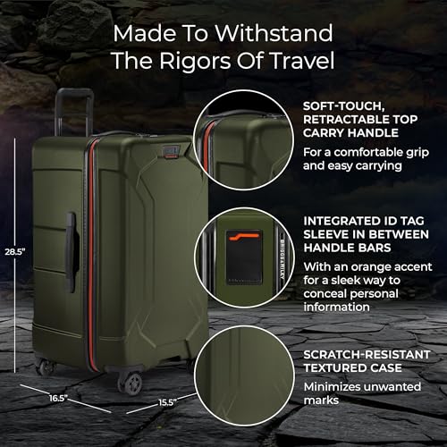 Image of Briggs & Riley 28 inch Medium Trunk Spinner - Checked Luggage for Travel, Suitcases with Wheels, Hardside Rolling Bag for Men & Women, Self-Repairing Zipper - Torq Collection, Hunter Green