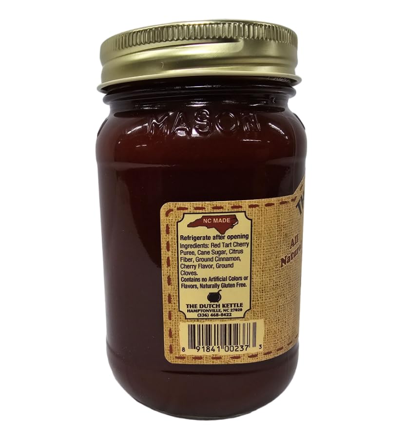 Amish Homemade Style Cherry Butter Jars With Fabric Toppers 2/19 Oz. Jars