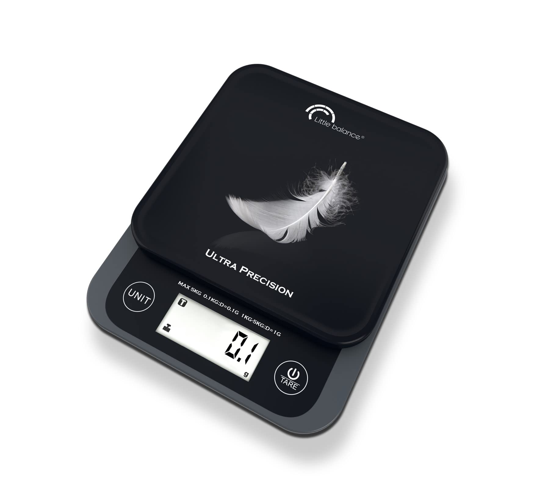 LITTLE BALANCE 8509 Ultraprécision 5.1, Pèse lettres, balance électronique, 5 kg, Ultraprécise 0.1 g, Noir