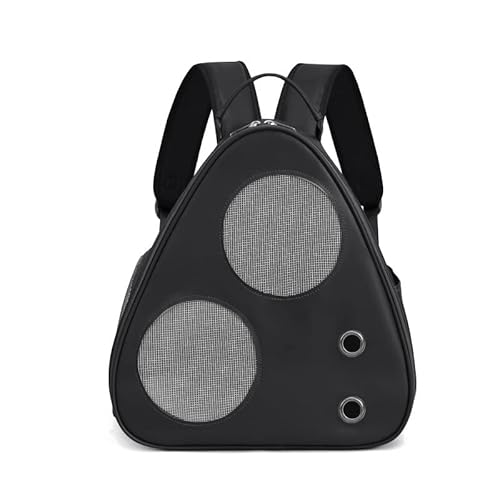 SUNCN ペット用バックパック、猫と犬のバックパック、ダブルチェストストラップ、セルフロックジッパー、小型犬、宇宙船バッグ、通気性、大容量、折りたたみ式、病院に行く、散歩、旅行、災害避難用 (ブラック) -