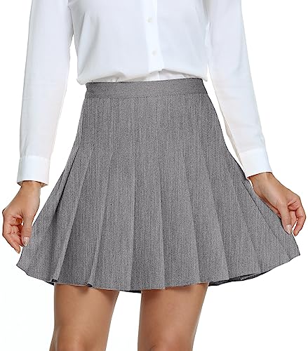 Urban CoCo Women's Pleated High Waist Solid School Uniform Skirt2