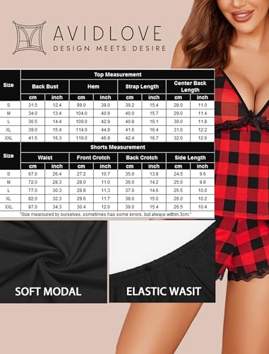 Image of Avidlove Sexy Pajamas Set for Women Lace Modal Cute Lingerie Sets 2 Piece Cami Pj Shorts Set Sleepwear