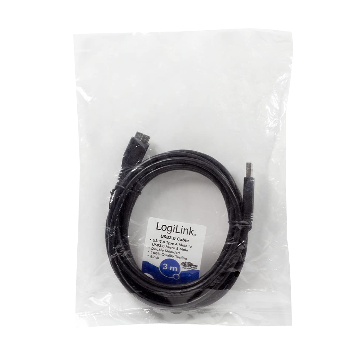 LogiLink CU0028 - Cable USB 3.0, Am a Micro BM, 3 m, Negro