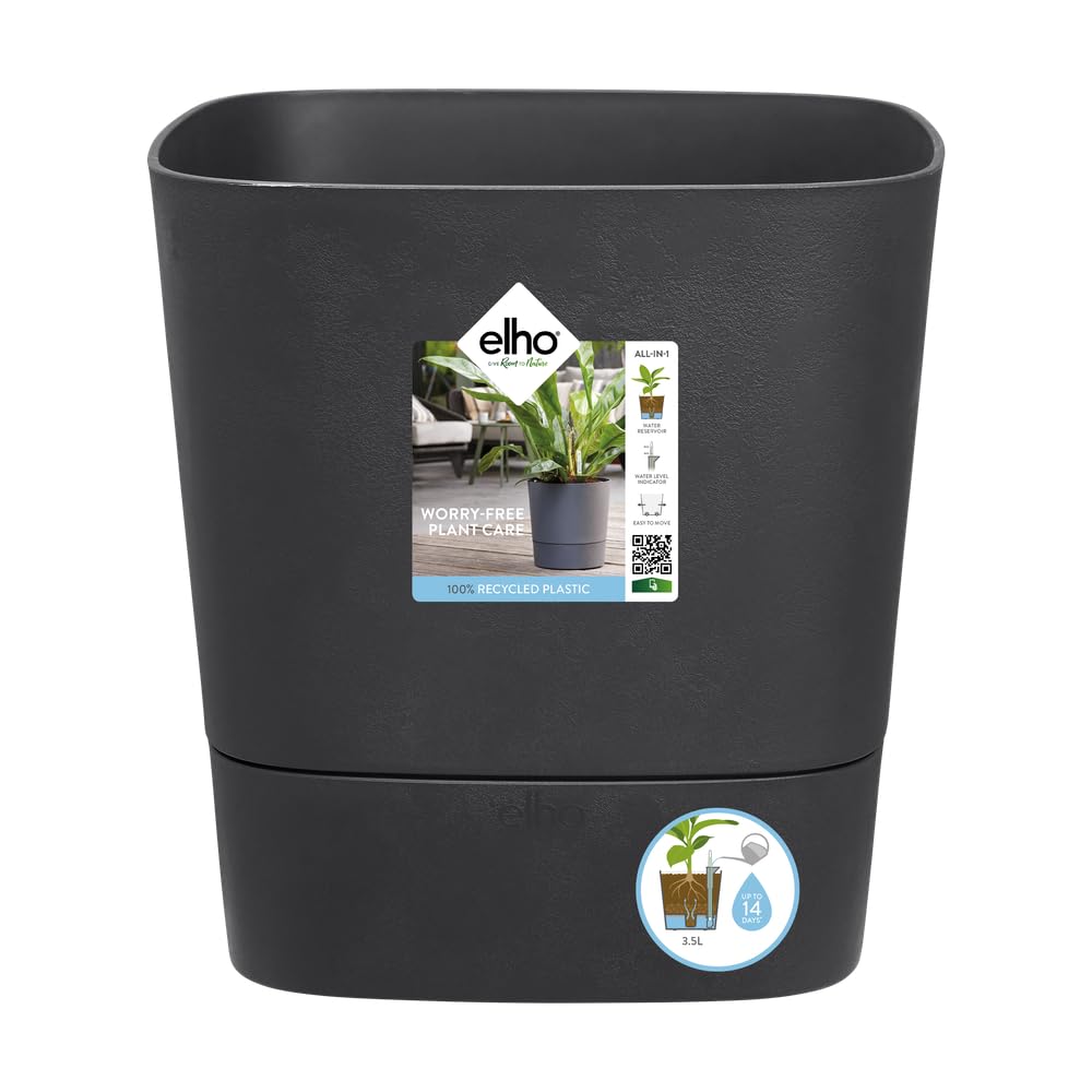 Elho Greensense Aqua Care Carré 30cm Pot de Fleur - Gris Charbon