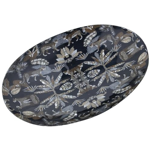 Coupelle léopard en émail et métal chic 36cm pour intérieur raffiné